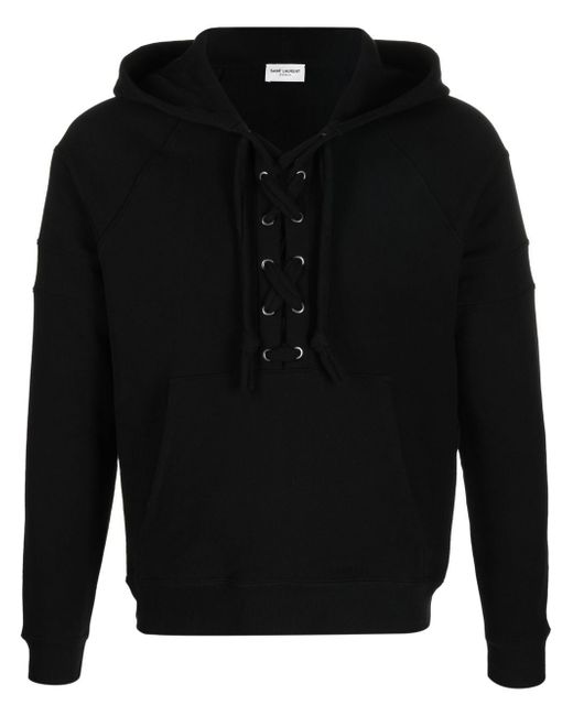 Saint Laurent front lace-up fastening hoodie