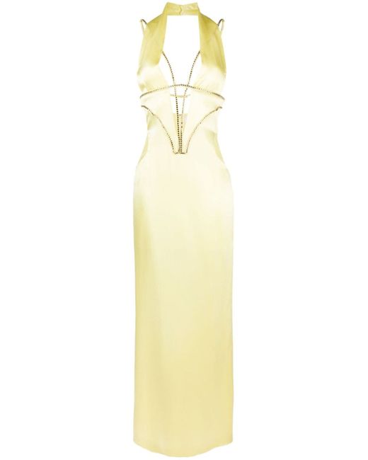 Genny crystal-embellished cut-out gown