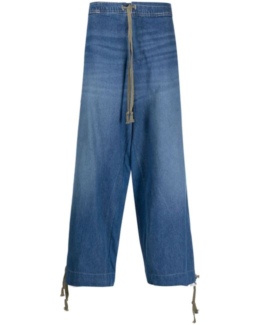 Greg Lauren hybrid loose-fit drawstring jeans