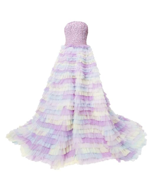 Saiid Kobeisy tulle strapless ruffled gown