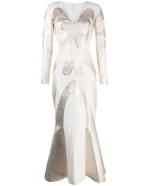 Saiid Kobeisy brocade-effect long-sleeve dress