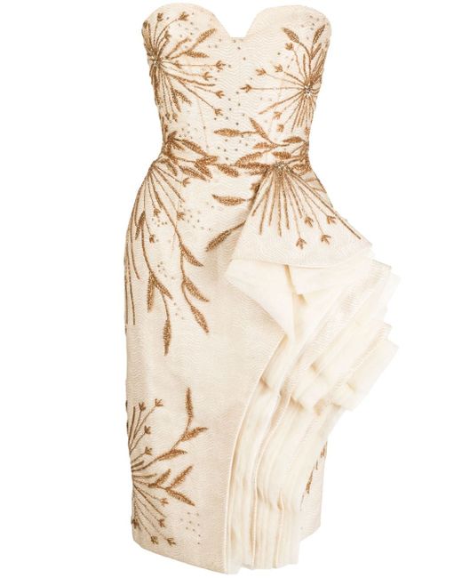 Saiid Kobeisy layered-design beaded strapless dress
