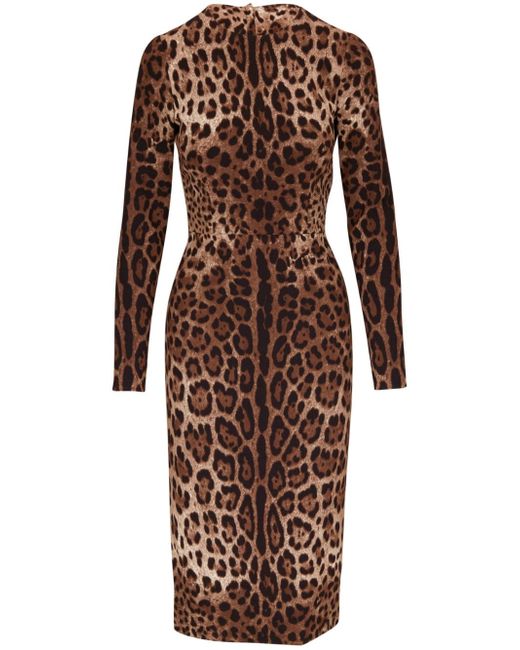Dolce & Gabbana long-sleeve leopard-print dress