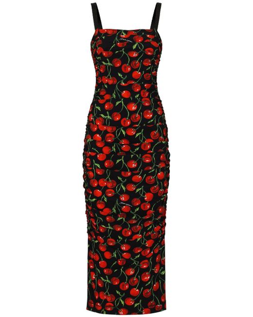 Dolce & Gabbana cherry-print midi dress