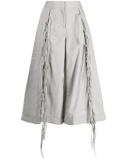 Palmer//Harding fringe-detail cropped trousers