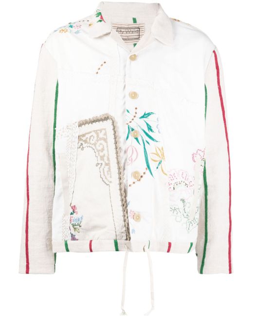 By Walid -embroidered buttoned shirt jacket