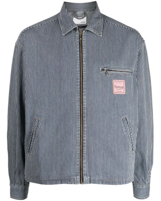 Haikure striped zipped shirt jacket