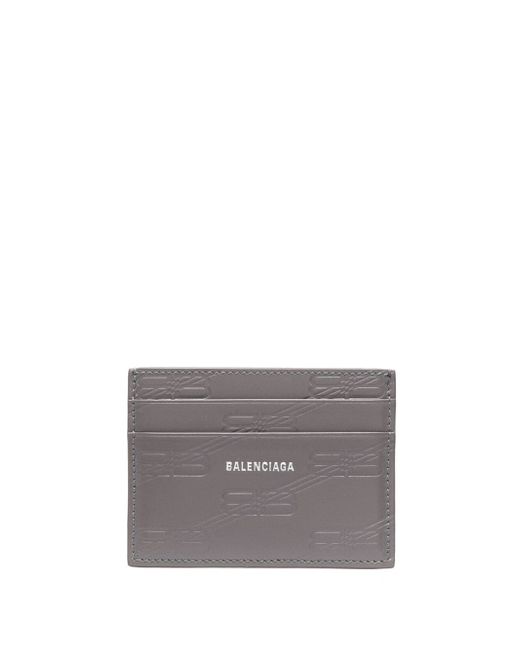 Balenciaga debossed-monogram leather cardholder