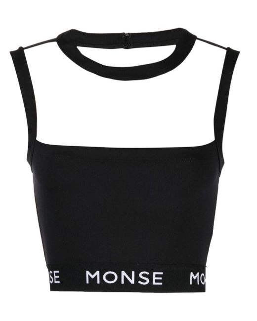 Monse logo-print panelled crop top