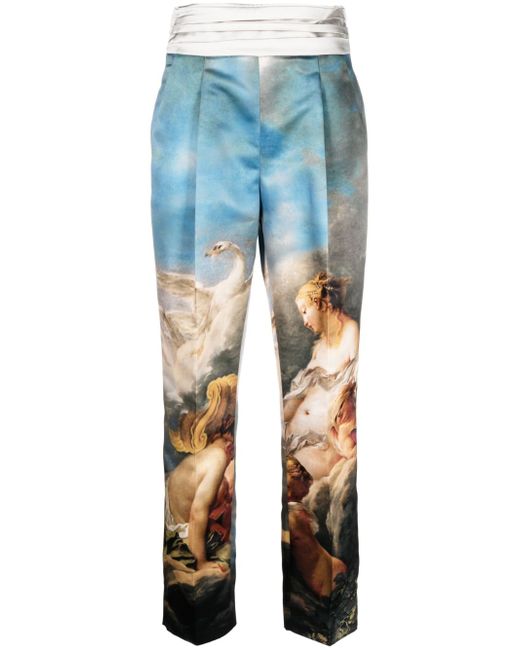 Roberto Cavalli painting-print silk tailored trousers