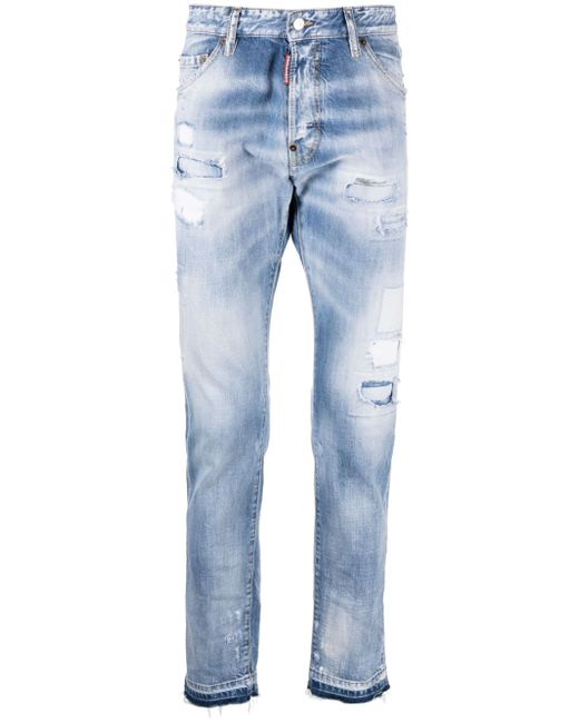Dsquared2 logo-patch distressed washed jeans