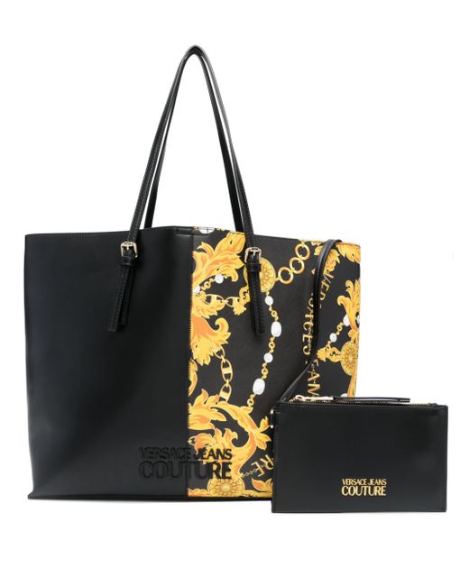 Versace Jeans Couture Baroque-pattern faux-leather tote bag