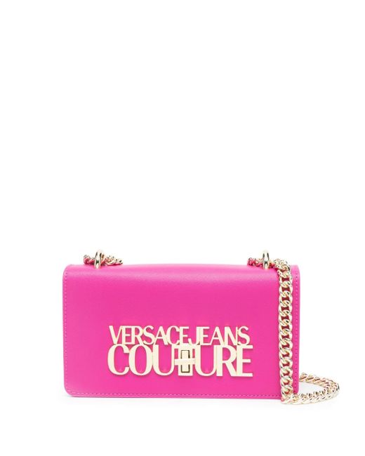 Versace Jeans Couture logo-lettering chain-link shoulder bag