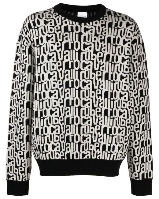 Roberto Cavalli intarsia-knit logo jumper