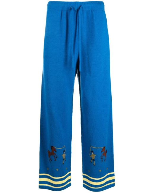 Bode wide-leg knitted drawstring trousers