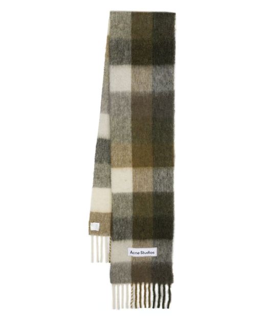 Acne Studios check-pattern knitted scarf