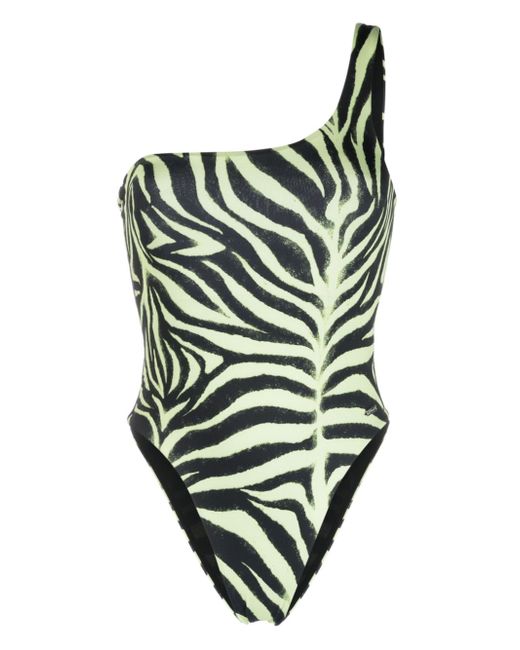 Hugo Boss zebra-print one-shoulder swimsuit