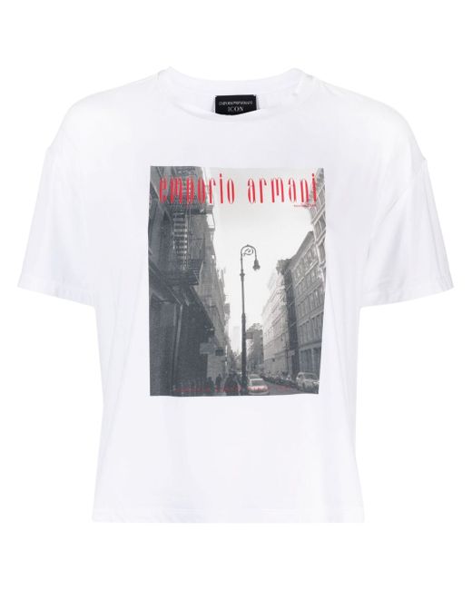 Emporio Armani graphic-print drop-shoulder T-shirt