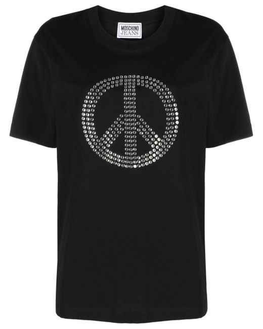 Moschino Jeans rhinestone peace sign T-shirt