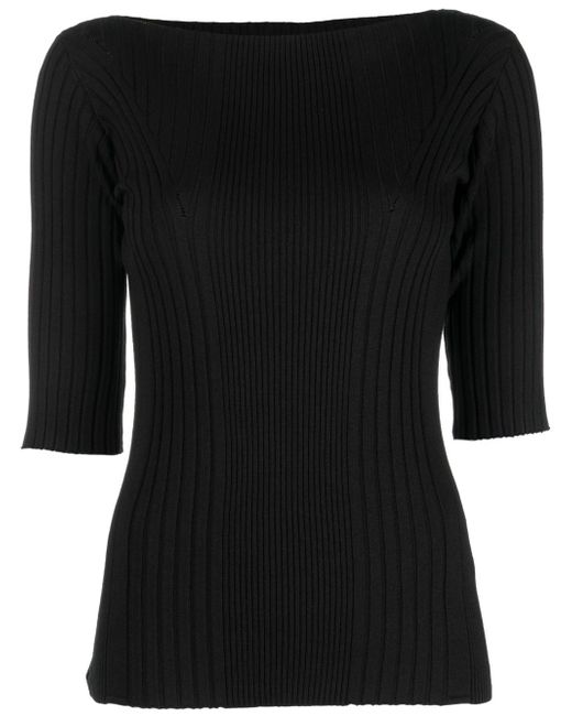 Calvin Klein boat-neck ribbed-knit top