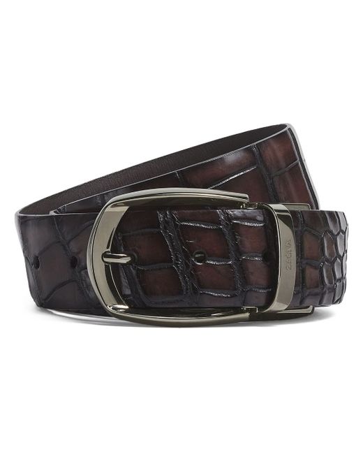 Z Zegna crocodile-effect leather belt