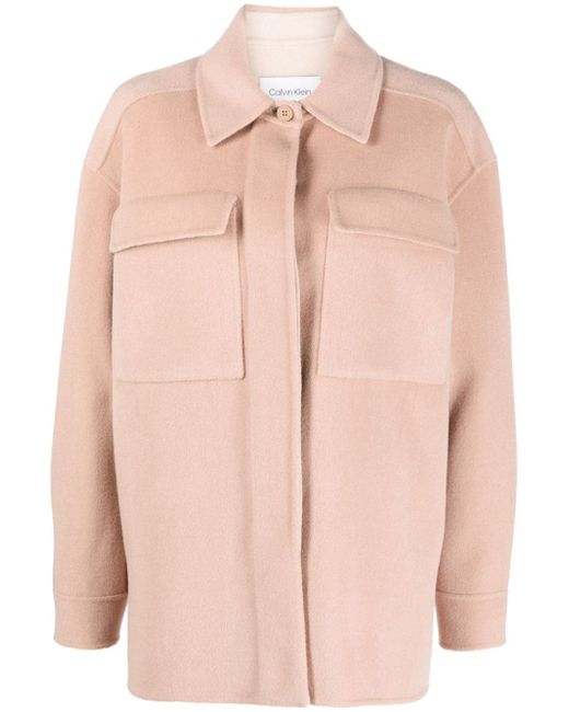 Calvin Klein spread-collar shirt jacket