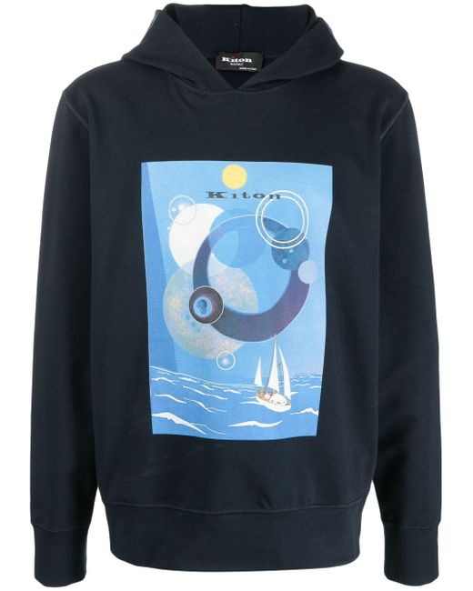 Kiton graphic-print cotton hoodie