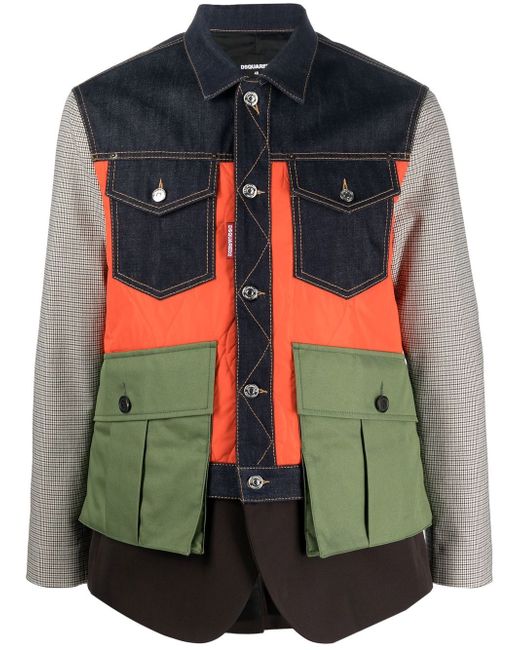 Dsquared2 patchwork buttoned jacket
