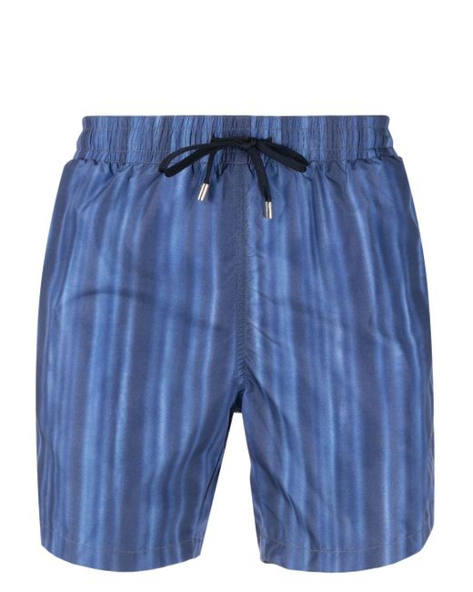 Corneliani stripe-print drawstring swim shorts