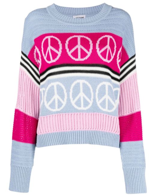 Moschino Jeans peace-sign intarsia knit jumper