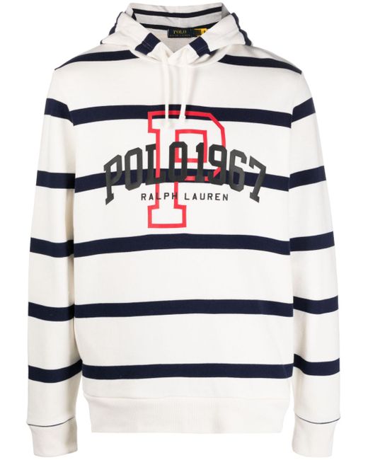 Polo Ralph Lauren logo-print striped cotton hoodie