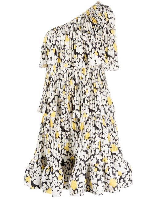 Lanvin floral-print one-shoulder dress