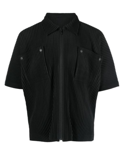 Homme Pliss Issey Miyake pleated short-sleeves zip-up shirt