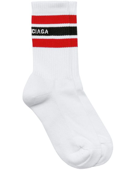 Balenciaga striped logo-print crew socks