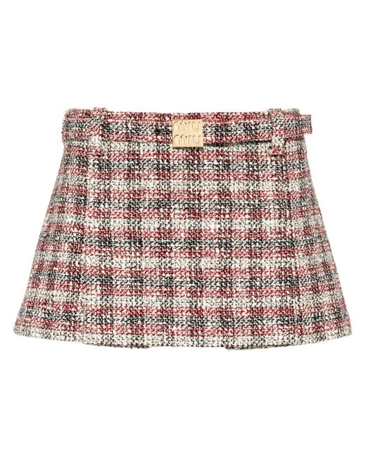 Miu Miu check-print textured miniskirt