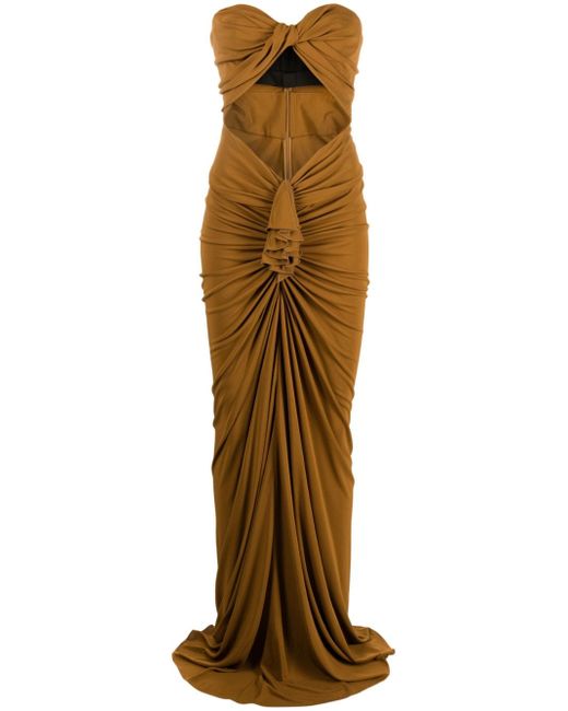 Saint Laurent cut-out silk maxi dress