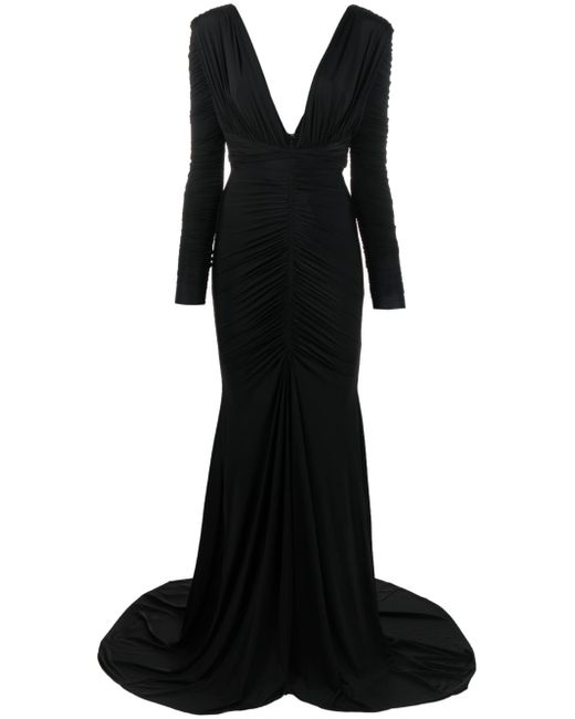 Alex Perry V-neck ruched gown
