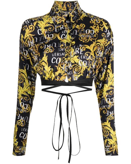 Versace Jeans Couture logo-print buttoned cropped shirt