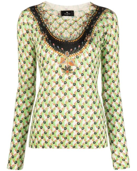 Etro floral-print knitted top