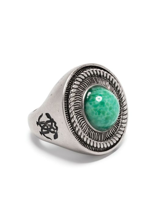 Roberto Cavalli logo-engraved gemstone ring