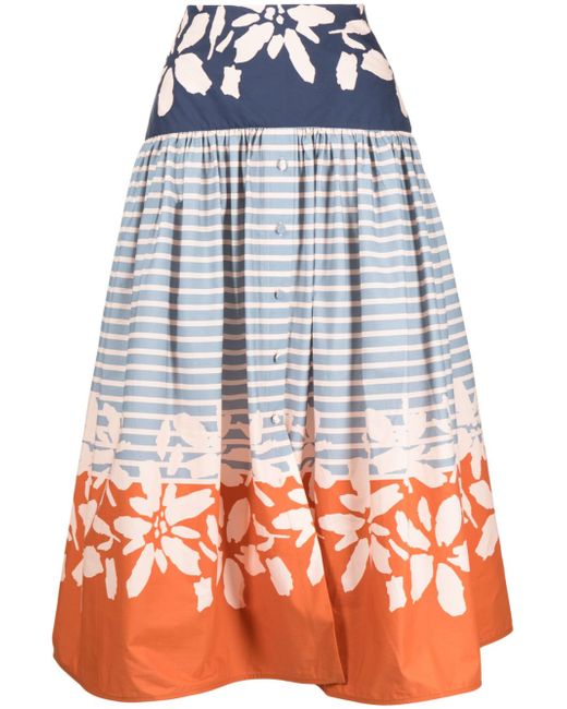 Silvia Tcherassi Apia floral-print striped skirt