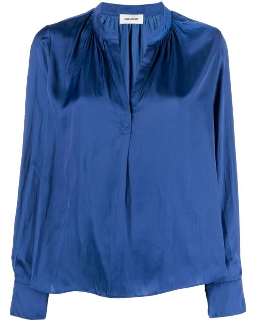 Zadig & Voltaire Tink band-collar satin-finish blouse