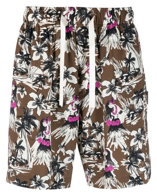 Palm Angels Hawaiian print shorts