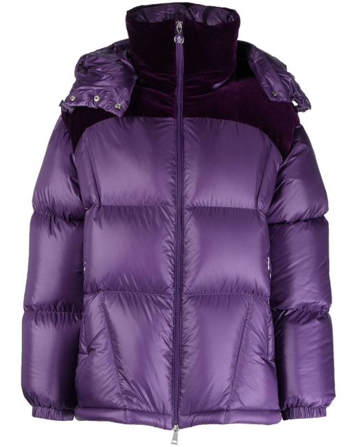 Moncler Meandre velvet-panelled padded jacket