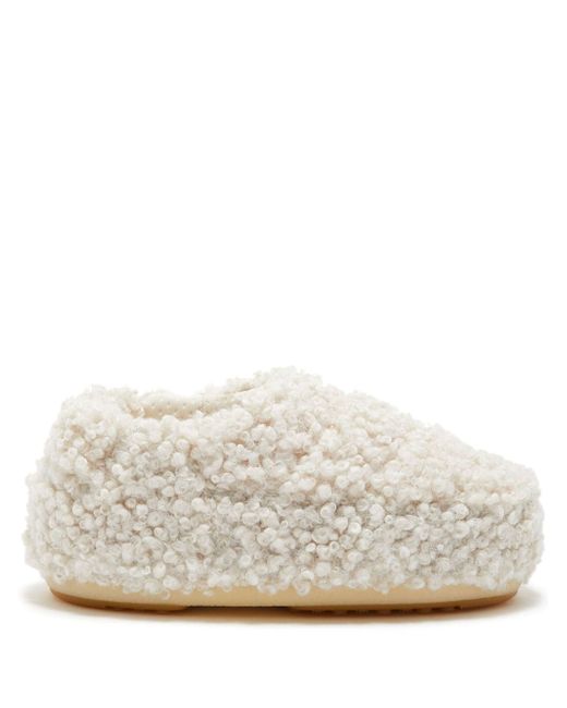 Moon Boot faux-curly-fur slippers
