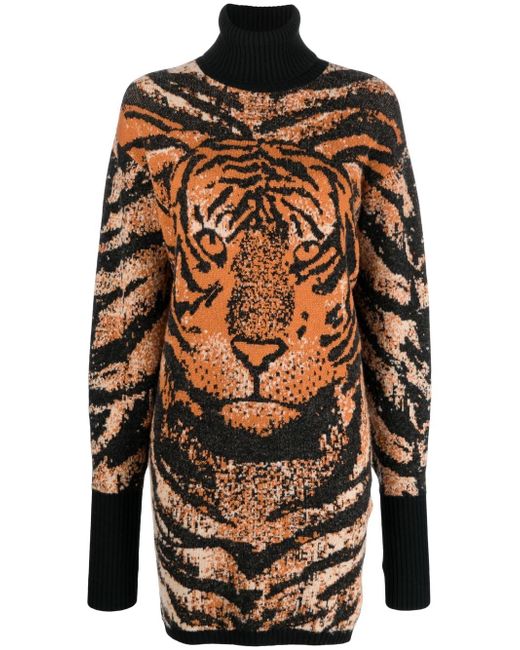 Roberto Cavalli tiger jacquard knitted dress