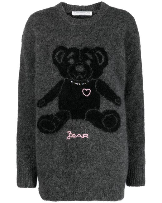 Alessandra Rich intarsia-knit teddy-bear jumper