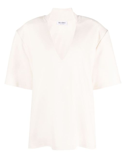 Attico V-neck boxy-fit blouse