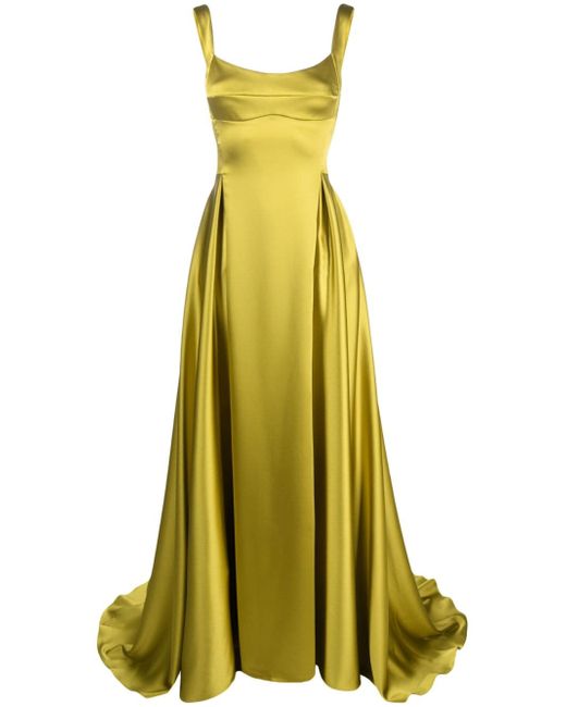 Atu Body Couture satin-finish pleated maxi gown