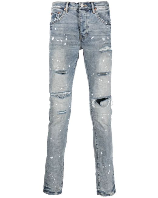 Purple Brand ripped-detail mid-rise jeans